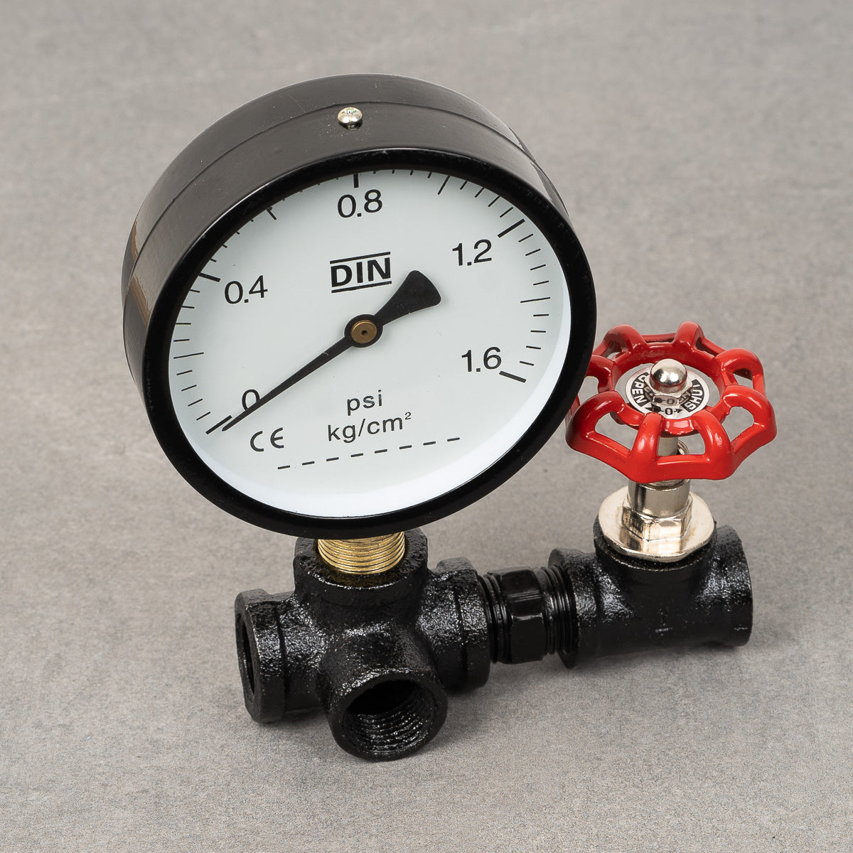 Painemittari DIN - 20 mm - Musta/kupari