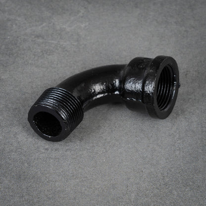 Long bend 90° m/f - 26 mm - Black painted